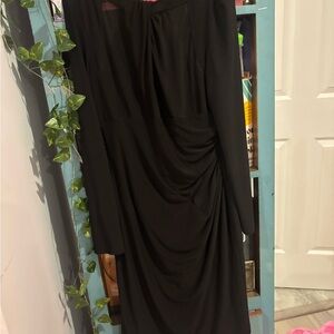 Lauren Ralph Lauren Black Draped Dress – Size 10 – Elegant & Flattering